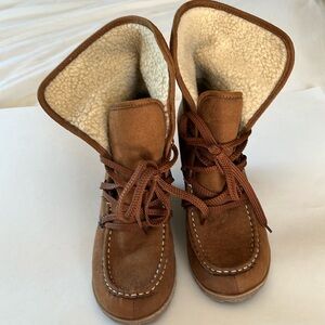 Unionbay Y2K 90’s suede chukka boots fleece lined brown rollover wedge heel 8.5
